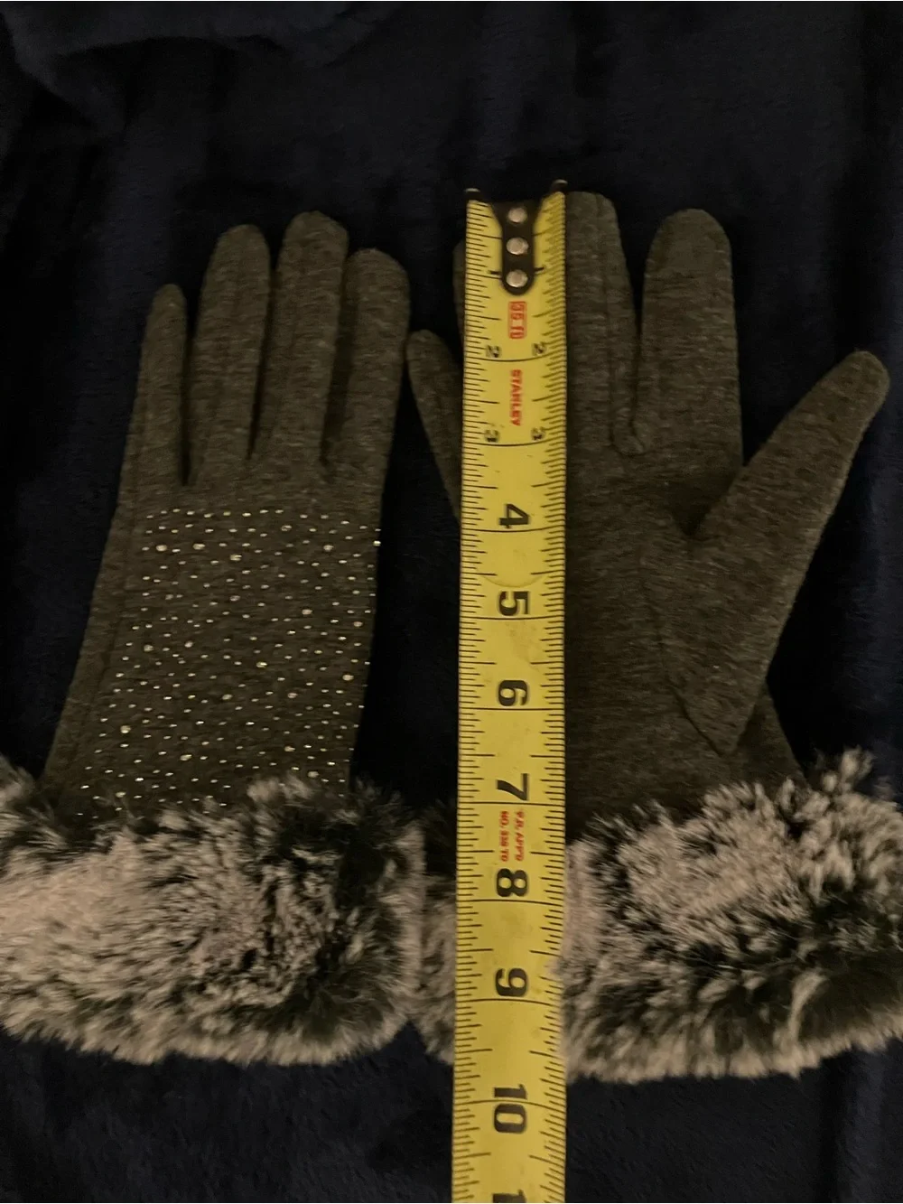 Fur and Rhinestone Winter Gloves